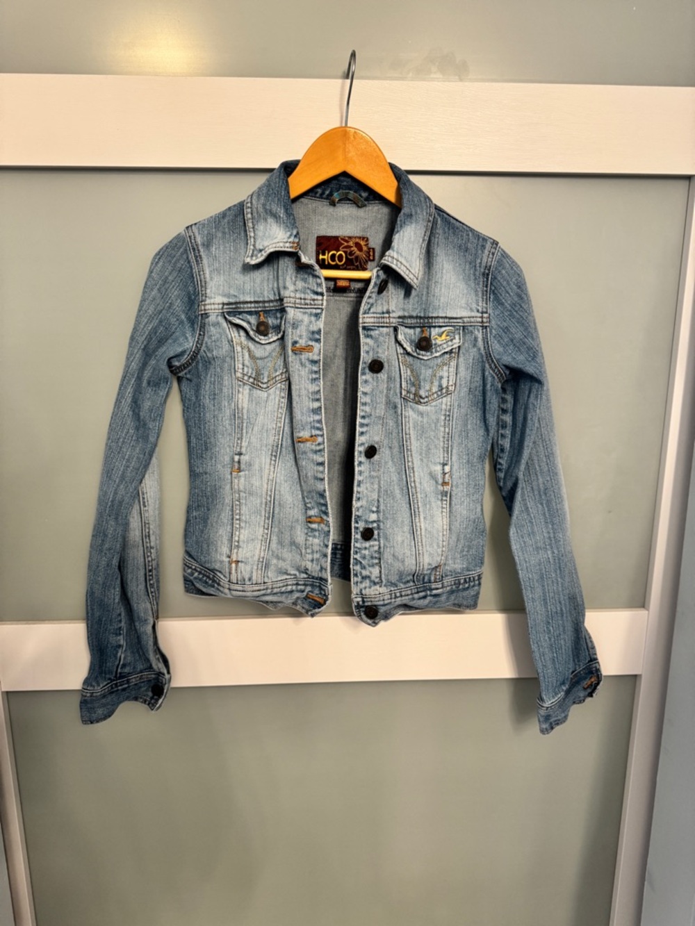 Hollister Light Blue Faded Denim Jean Jacket - Women's